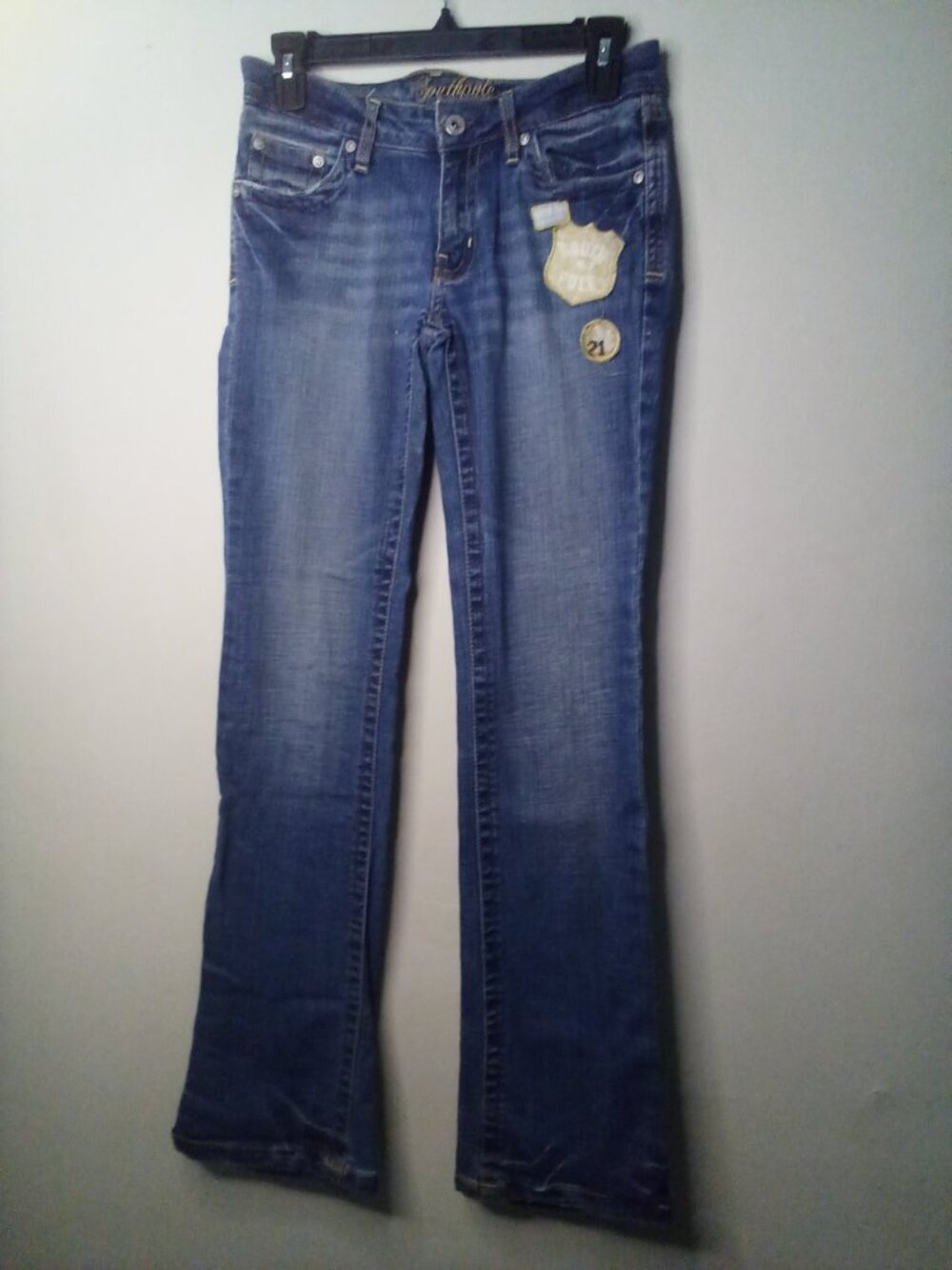 Southpole Jeans Women Juniors 5 Bootcut Y2K Patches Embellished Blue - Picture 2 of 16